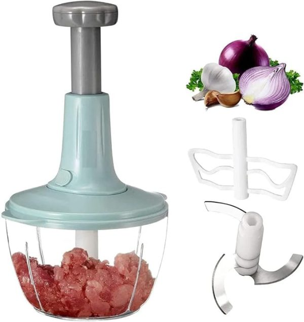 Manual Hand Push Chopper | Multi-functional Vegetable Meat Grinder, Grater, Chopper