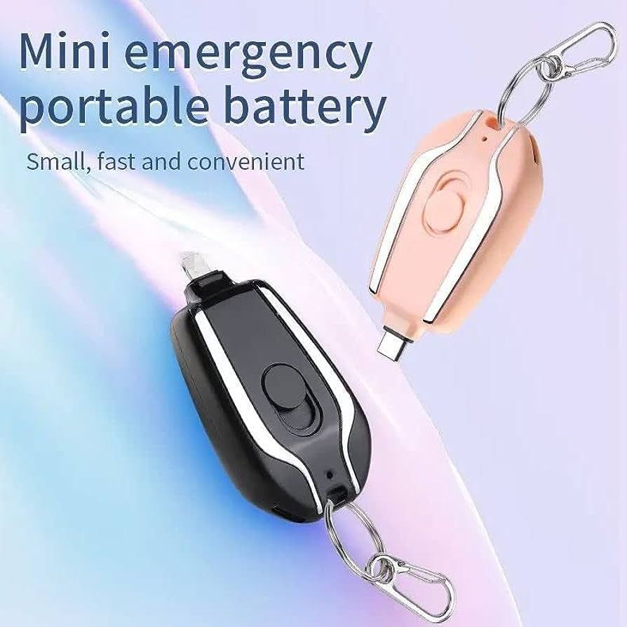 Keychain Portable Charger For Iphone & Type C, 1500mAh Mini Power Emergency Pod