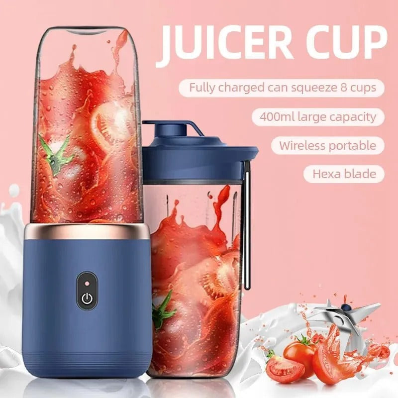 2 in 1 USB Rechargeable Portable Juicer Blender - 6 Blades