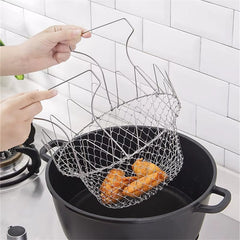 Stainless Steel Foldable Multifunctional Frying Basket/Drainer