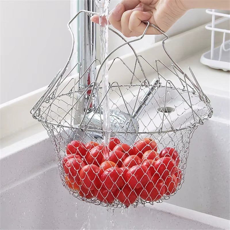 Stainless Steel Foldable Multifunctional Frying Basket/Drainer