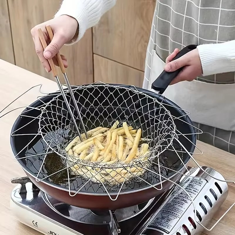 Stainless Steel Foldable Multifunctional Frying Basket/Drainer