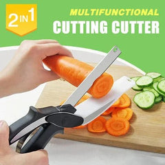 2-in-1 Smart Cutter Food Scissors, multipurpose Chopper Vegetable Cutter