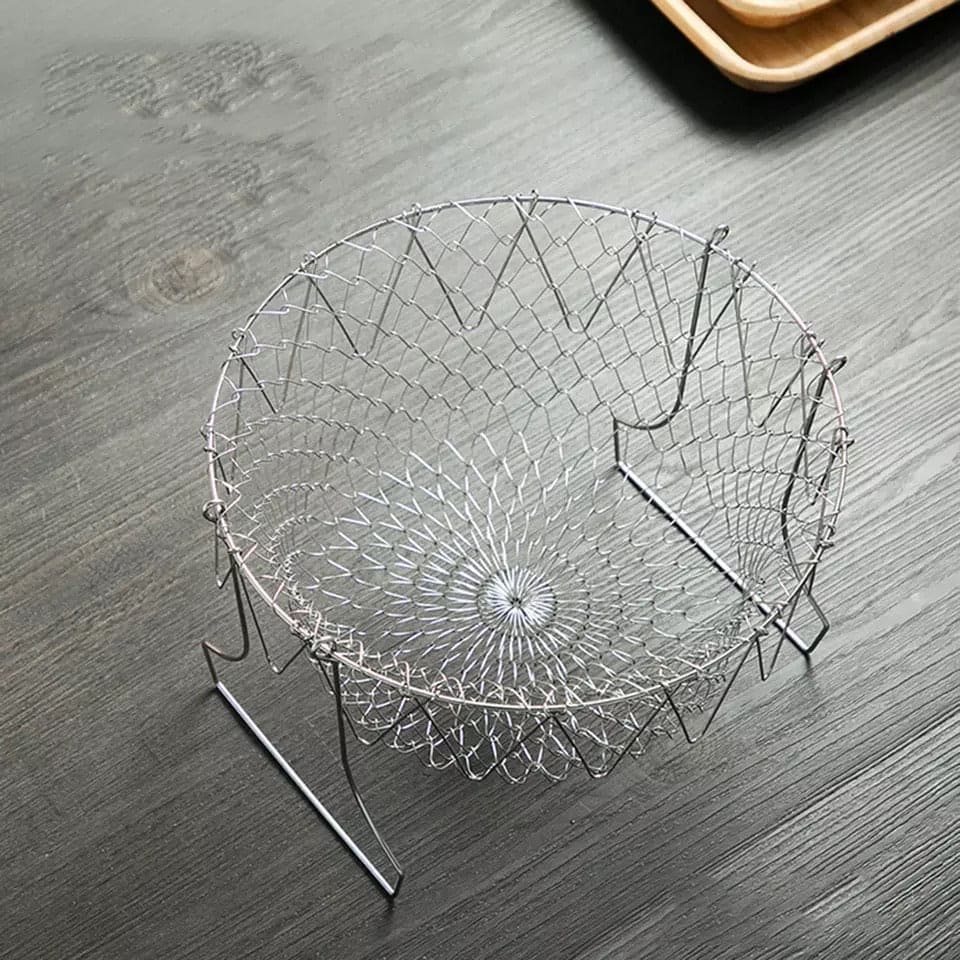 Stainless Steel Foldable Multifunctional Frying Basket/Drainer