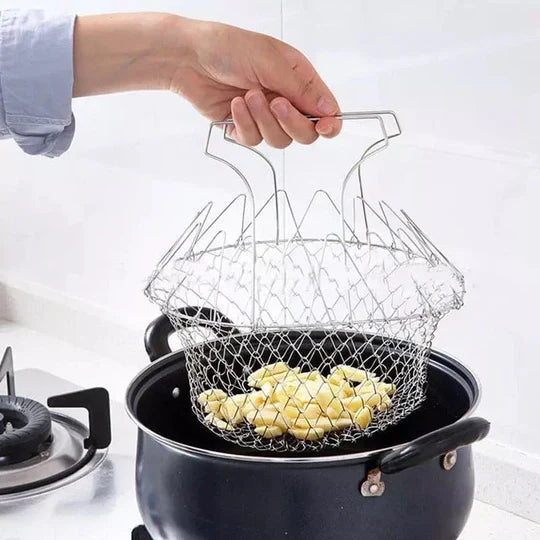 Stainless Steel Foldable Multifunctional Frying Basket/Drainer